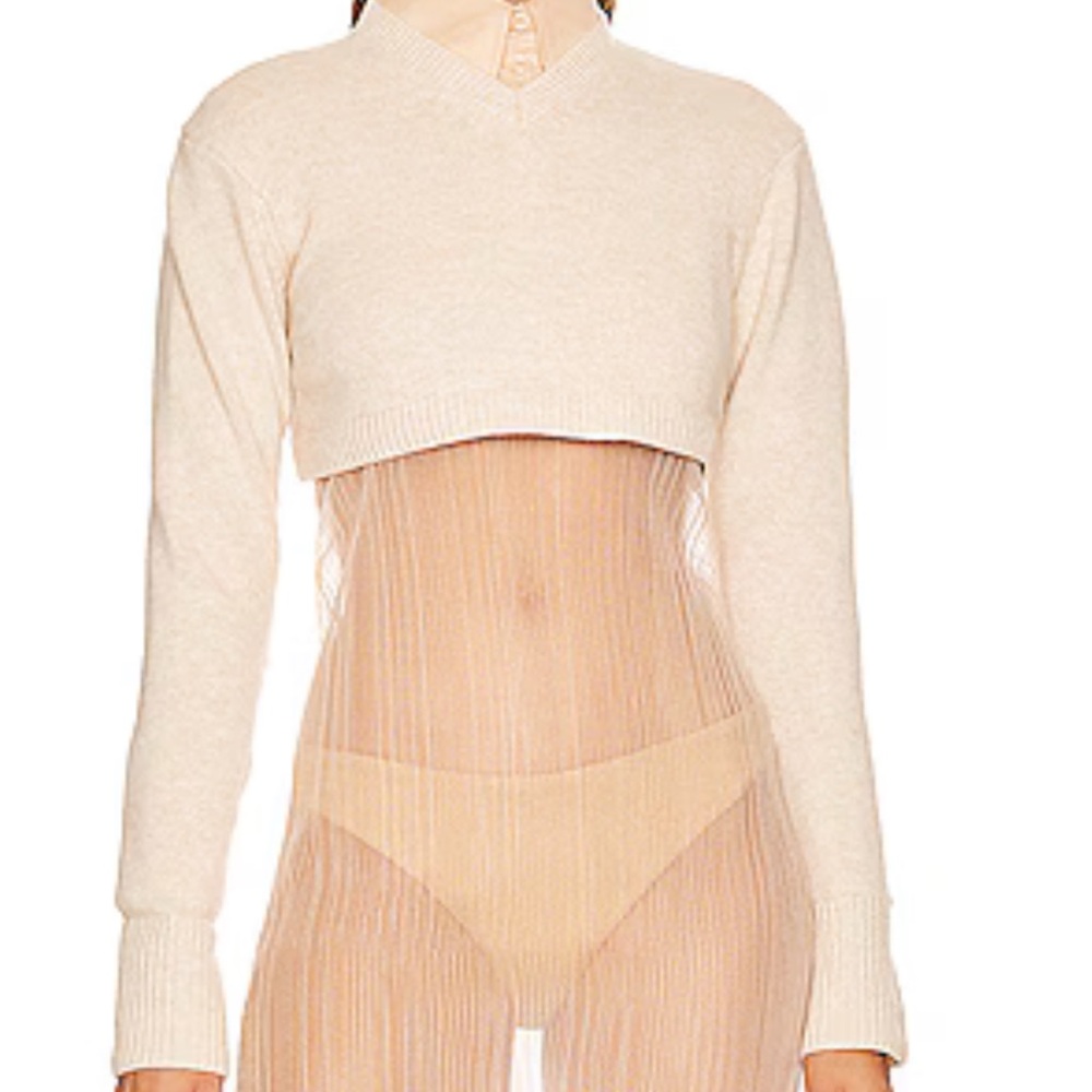 L’Academie Cropped Wool-Blend Sweater